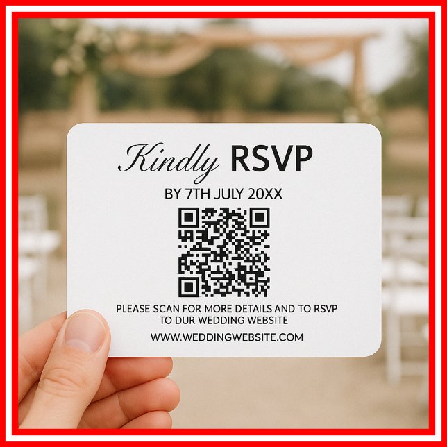 Mariage Moderne Élégant Code QR Noir & Blanc RSVP (Créateur téléchargé)