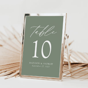 Mariage moderne élégant Sage Vert Numéros de table