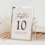 Mariage moderne élégant Script Cream Numéro de tab<br><div class="desc">Cartes de numéro de table mariage tendance et minimaliste avec lettrage moderne noir avec "Table" dans script de calligraphie moderne. Le design est composé d'un arrière - plan crème ou d'une couleur de votre choix. Le dessin se répète à l'arrière. Pour commander les cartes de table crème : ajoutez votre...</div>