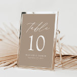 Mariage moderne Elegant Taupe Numéro de table<br><div class="desc">Cartes de numéro de table mariage tendance et minimaliste avec lettrage moderne blanc avec "Table" dans script de calligraphie moderne. Le design est composé d'un arrière - plan taupe ou d'une couleur de votre choix. Le dessin se répète à l'arrière. Pour commander les cartes de table taupe : ajoutez votre...</div>