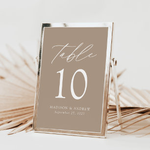 Mariage moderne Elegant Taupe Numéro de table