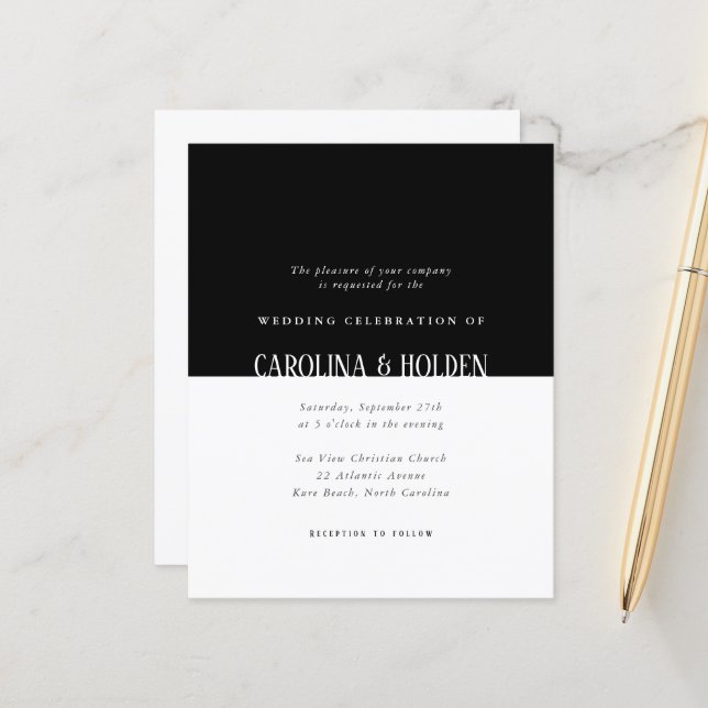 Mariage Moderne en Noir et Blanc avec Blocs de Cou (Devant/Arrière en situation)