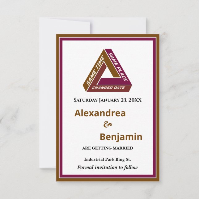Mariage Moderne Enregistrer La Date Nouvelle Carte (Devant)