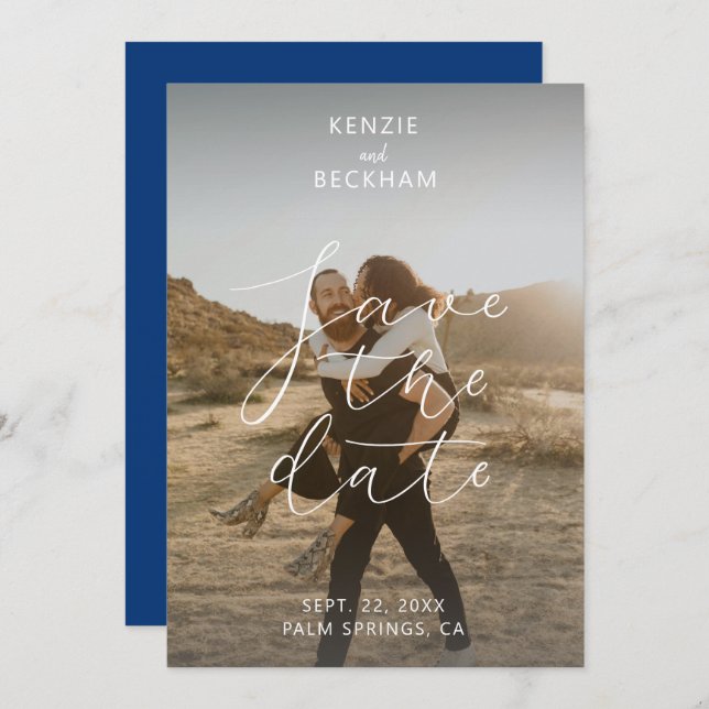 Mariage moderne Enregistrer la date Photos Calligr (Devant / Derrière)