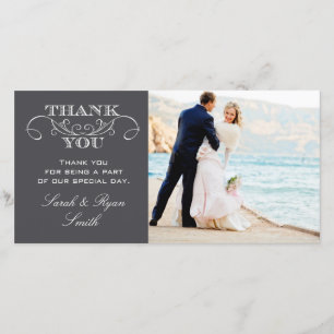 Mariage moderne Gris au Charbon Photo Merci Cartes