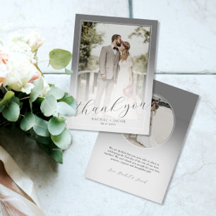 Mariage moderne Gris Script 2 Photo Merci