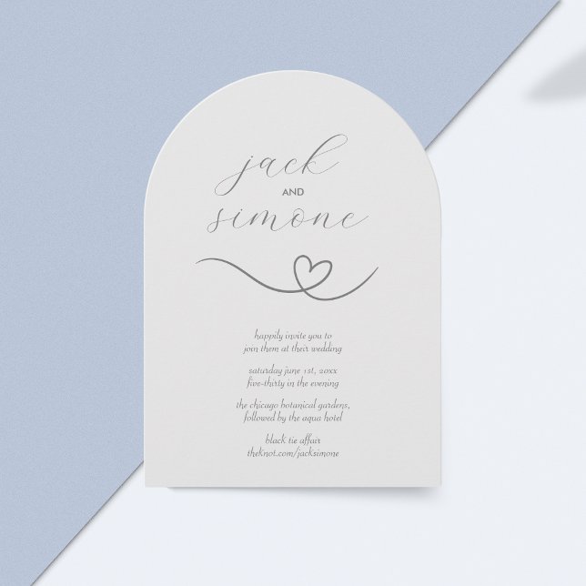 Mariage moderne | Invitations d'arc | Argent léger (Créateur téléchargé)