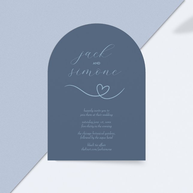 Mariage moderne | Invitations d'arc | Bleu Foncé (Créateur téléchargé)