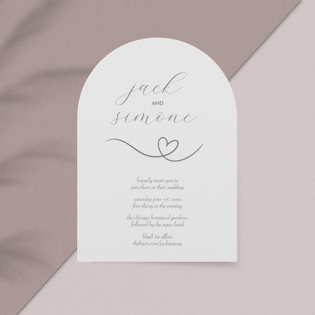 Mariage moderne | Invitations d'arc | Noir sur Bla (Créateur téléchargé)