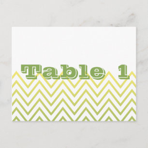 Mariage moderne Jaune Vert Chevron Numéro de table