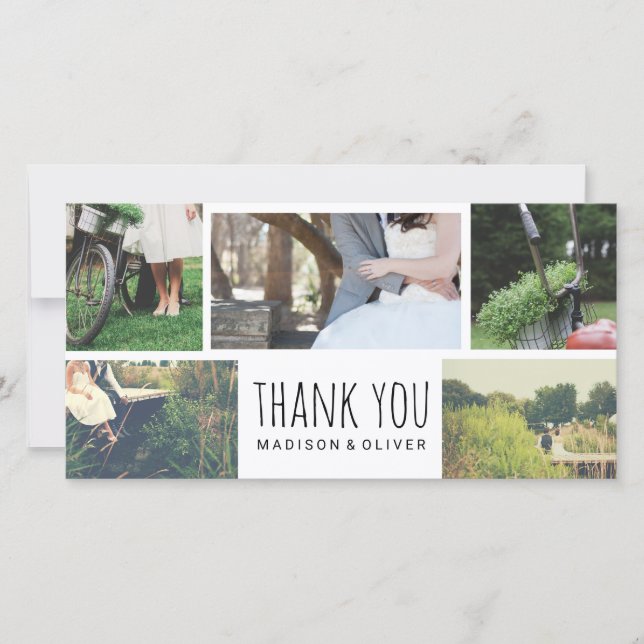 Mariage moderne Merci Cinq photos Collage (Devant)