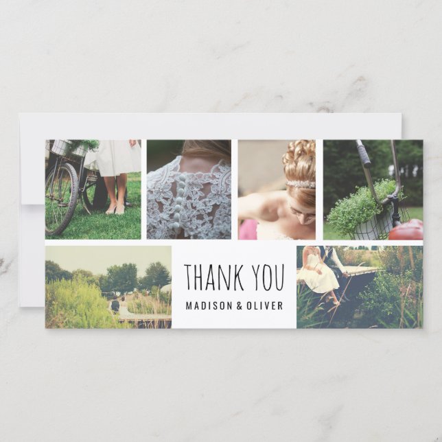 Mariage moderne Merci Six Photo Collage (Devant)