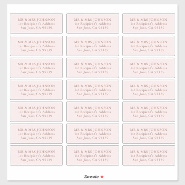 Mariage moderne minimaliste Étiquettes de adresse  (Feuille)