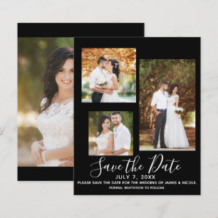 Mariage Moderne Minimaliste Noir Photo Enregistrer