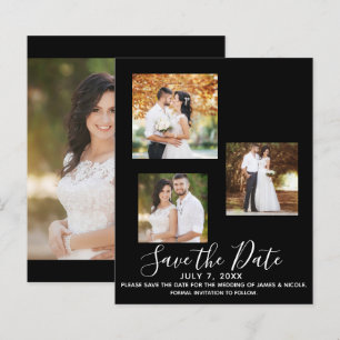Mariage Moderne Minimaliste Noir Photo Enregistrer