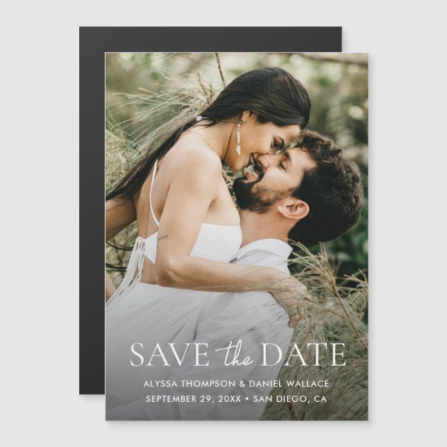 Mariage Moderne Minimaliste Une Photo magnétique (Devant / Derrière)