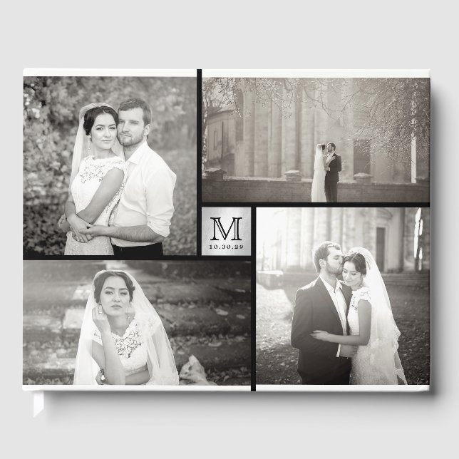 Mariage moderne Monogramme 4 Photo Collage Livre d (Recto)