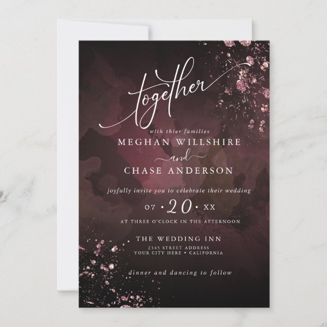 MARIAGE | Moderne Moody Bourgogne Dusty Rose Jaspé (Devant)