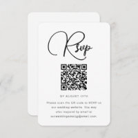 Mariage moderne noir et blanc RSVP avec QR Code