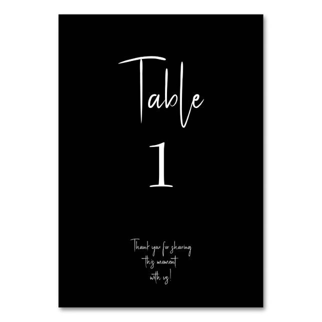 Mariage moderne noir Numéro de table (Par défaut)