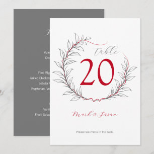 Mariage moderne Numéro de table et menu (gris)