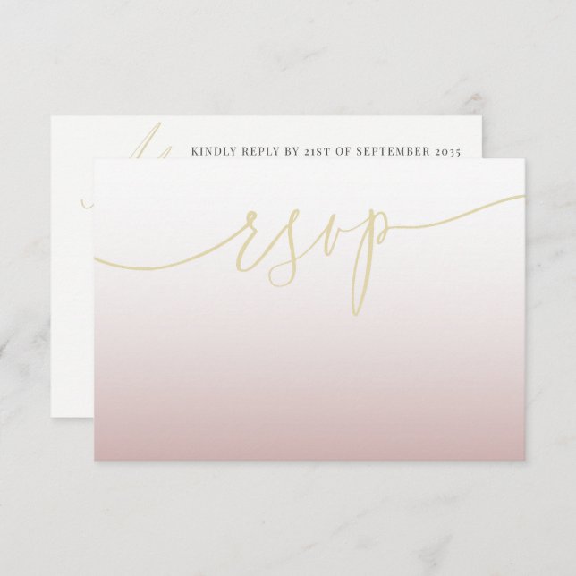 Mariage moderne or et rose Rsvp (Devant / Derrière)