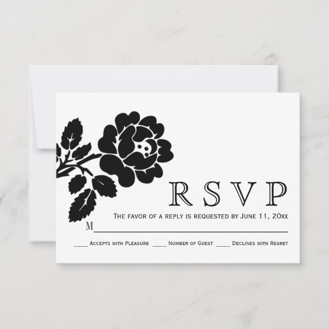 Mariage moderne rose noir et blanc RSVP (Devant)
