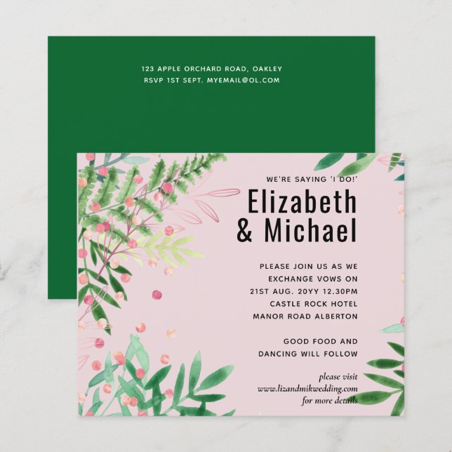 Mariage moderne rose verdure (Devant / Derrière)