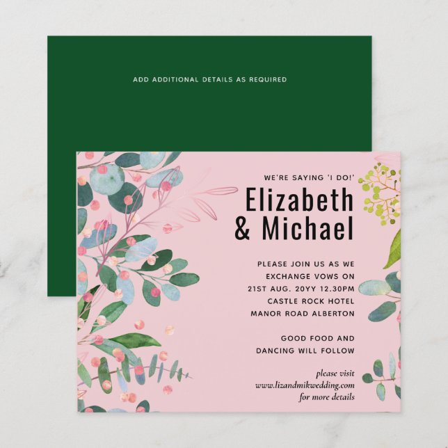 Mariage moderne rose verdure (Devant / Derrière)