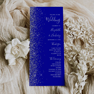 Mariage Moderne Royal Bleu Bordure Pailletée Argen