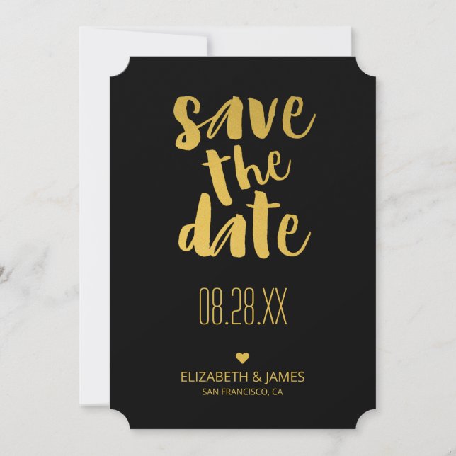 Mariage Moderne Rustique Or Save The Date (Devant)