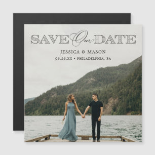 Mariage moderne Sauvez la date Magnets avec photo