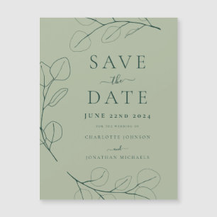 Mariage Moderne Simple aux Feuillages Vert Sauge