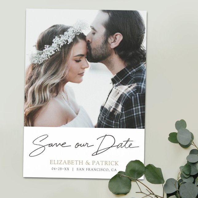 Mariage moderne simple Enregistrer la date Magnet  (Créateur téléchargé)