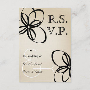 Mariage moderne Tan & Noir RSVP Avec Fleurs