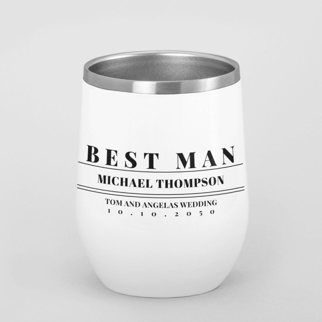 Mariage Moderne Typographie Best Man Custom (Custom personalized Best man Modern bold lettering wine tumbler)
