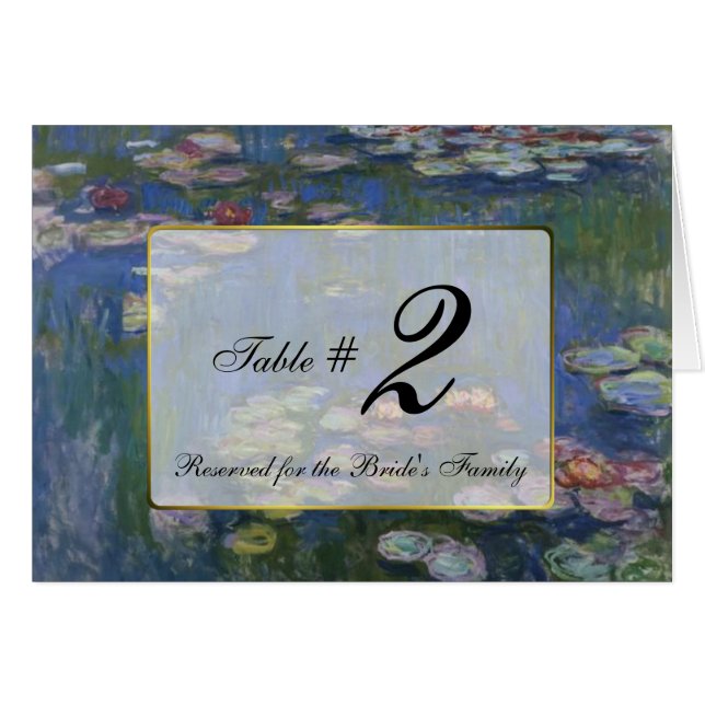 Mariage Monet Water Lilies Numéro de tableau (Devant Horizontal)