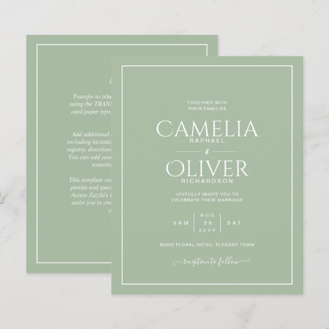 Mariage Monochrome blanc de pomme verte Budget Sag (Devant / Derrière)