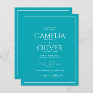 Mariage monochrome blanc Peacock Turquoise budget