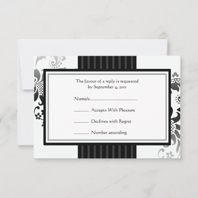 Mariage Monochrome noir & blanc bande RSVP -petit (Devant)