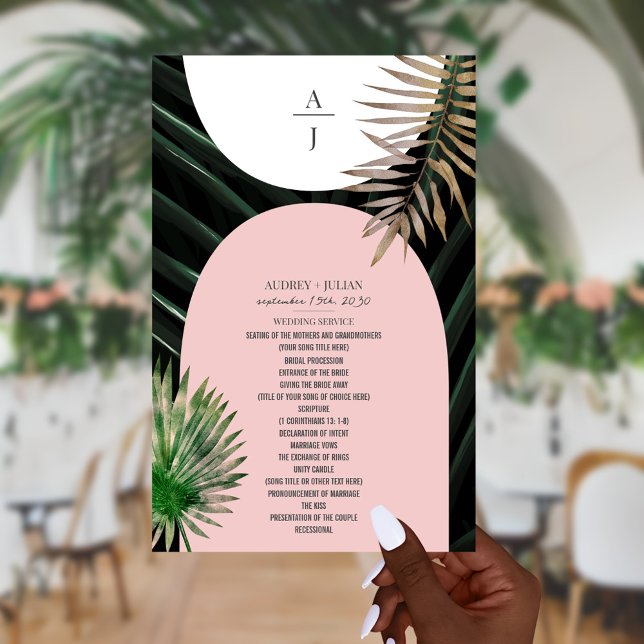 Mariage Monogramme à arc rose pâle des palmes trop (Créateur téléchargé)