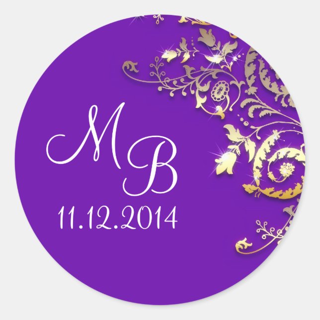 mariage monogramme bleu élégant autocollant (Devant)