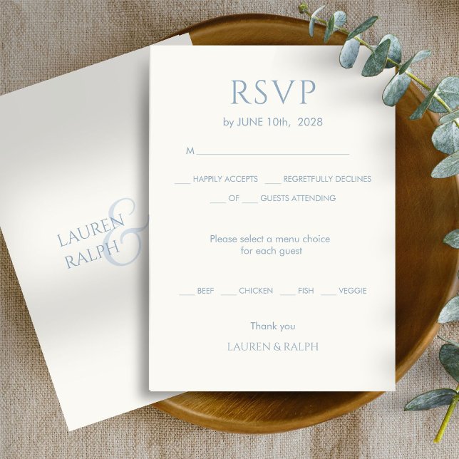 Mariage Monogramme bleu et ivoire Dusty RSVP (Créateur téléchargé)