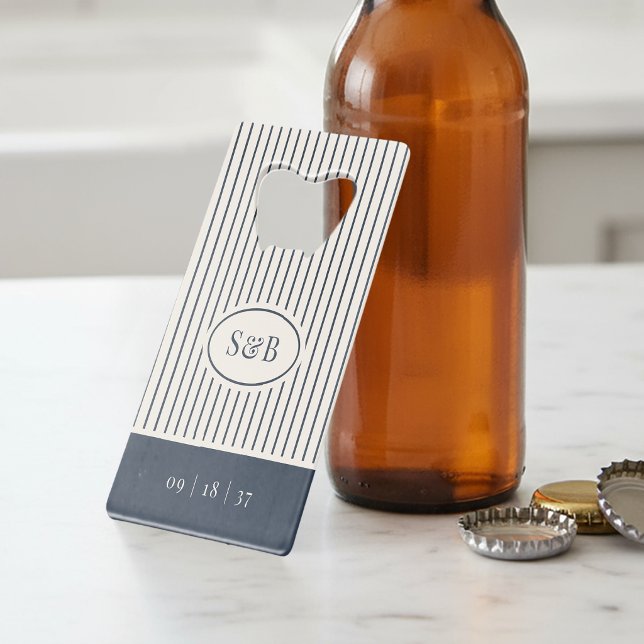 Mariage Monogramme Classique Navy & Crème à Rayure (Créateur téléchargé)