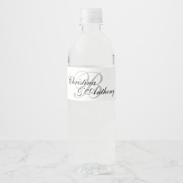 Mariage Monogramme Custom Water Bottle Étiquette (Devant)