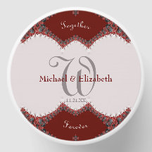 Mariage Monogramme en Dentelle Rouge & Blanc