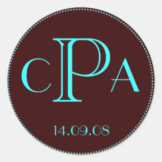 Mariage monogramme faveur étiquette autocollant ét