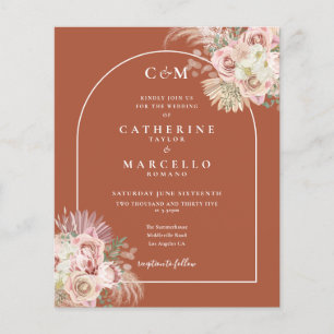 Mariage Monogramme Herbe de Pampas Terracotta Écon