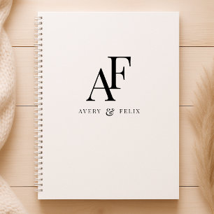Mariage Monogramme noir et blanc Élégant simple