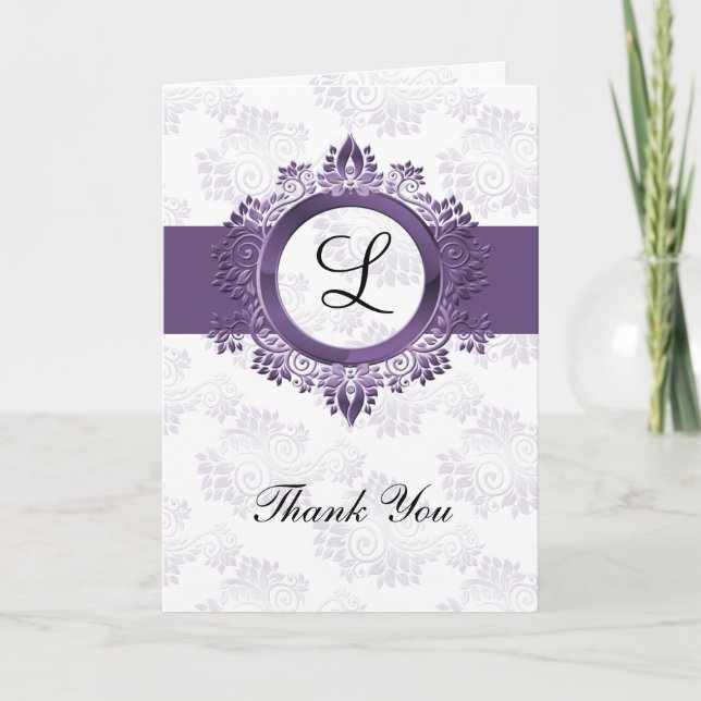 mariage monogramme violet fleuri merci (Devant)